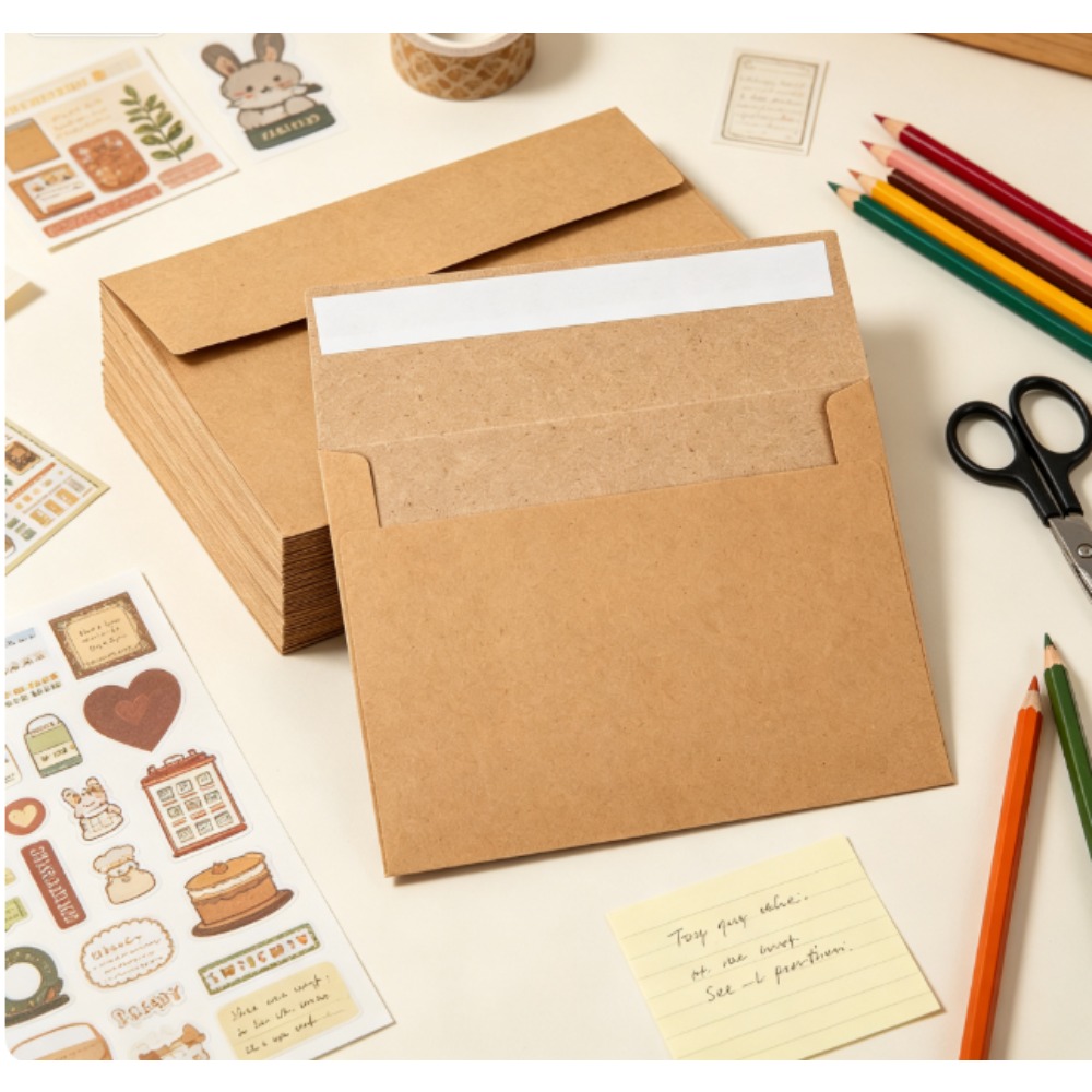 Letter Envelope Kraft - 50'li kraft kağıt zarf seti -