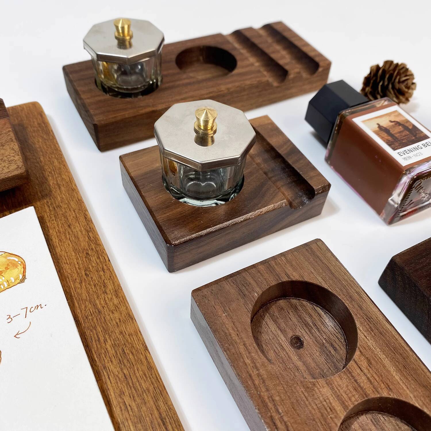 Calligraphy Ink Bottle - Mürekkep Tabanı Kalem Dayanağı Ahşap Stand